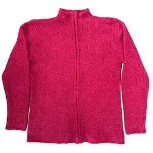 Coldwater Creek fuchsia pink  zippered chenille sweater